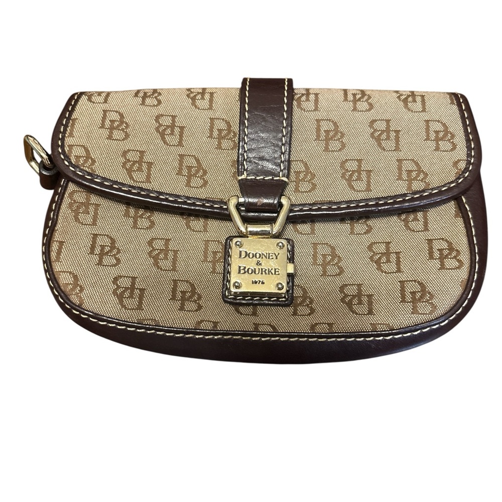 Dooney & Bourke Brown Clutch with Leather Accents